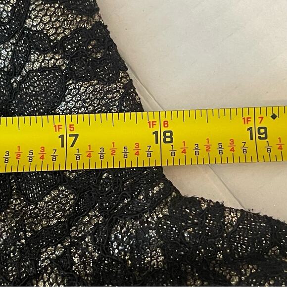 Eliza J Sheer Metallic Black Gold Lace Glam Party Event Dress NWOT Size 8 - Picture 11 of 14